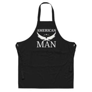 American man apron black color