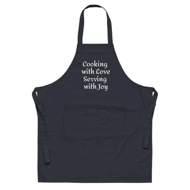 cooking with love serving with joy apron navy