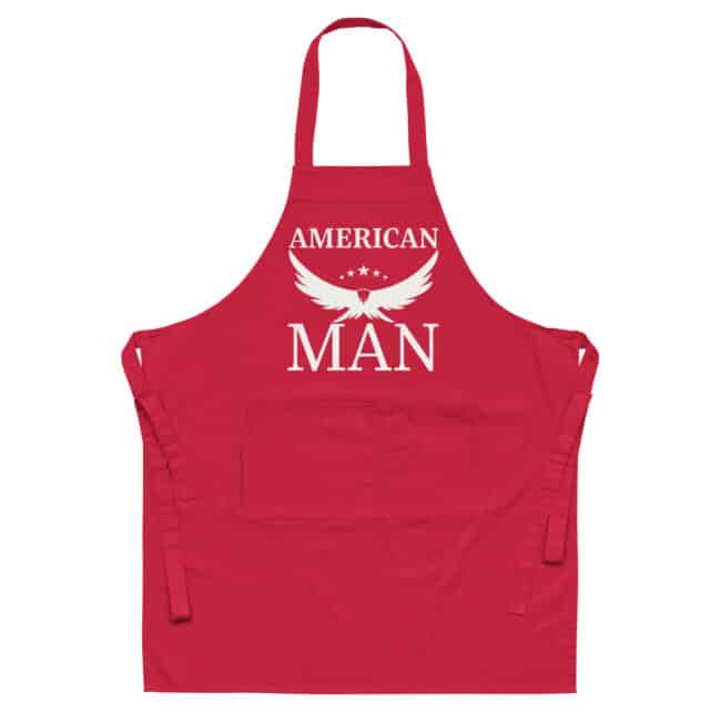 American man apron red color