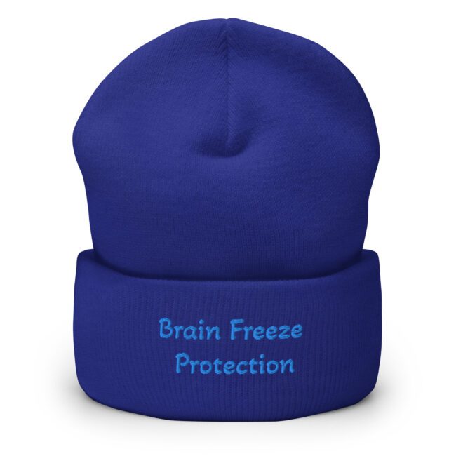 brain freeze protection beanie royal blue