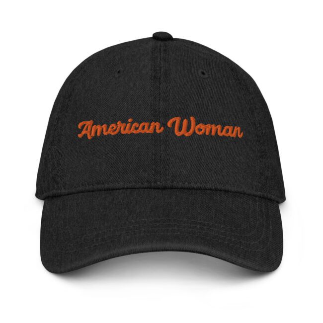 american woman denim dad hat black