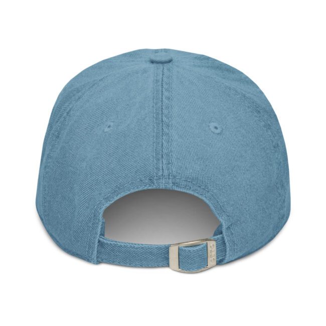 american woman denim dad hat back blue