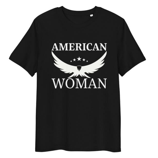 american woman sustainable tee black