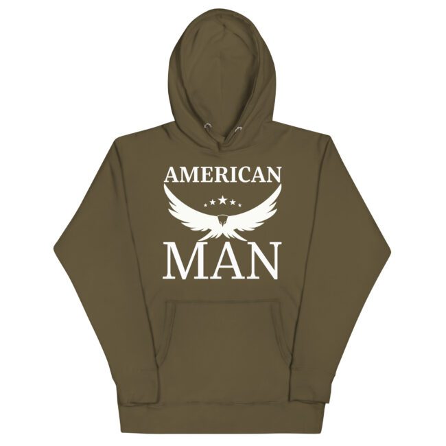 american man hoodie military green