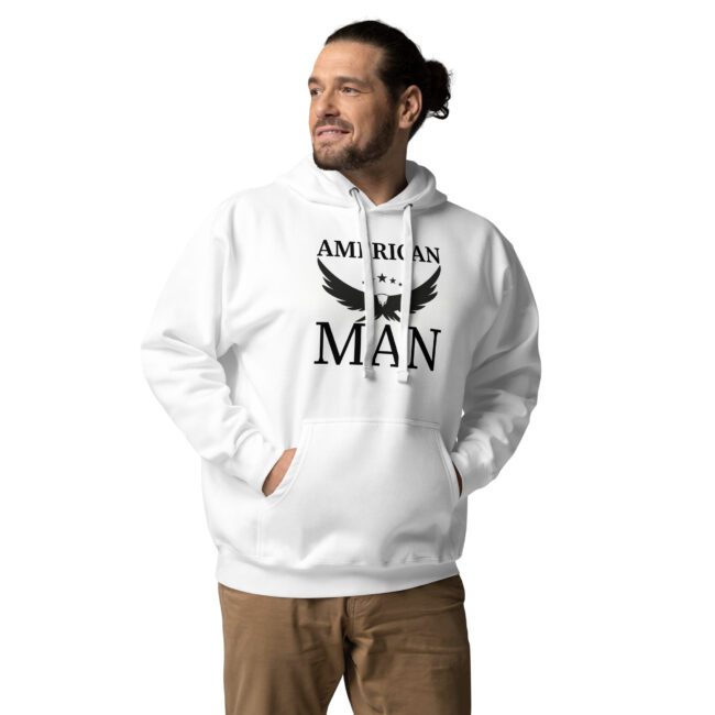 american man hoodie white