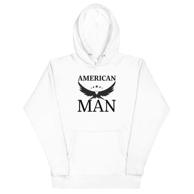 american man hoodie white