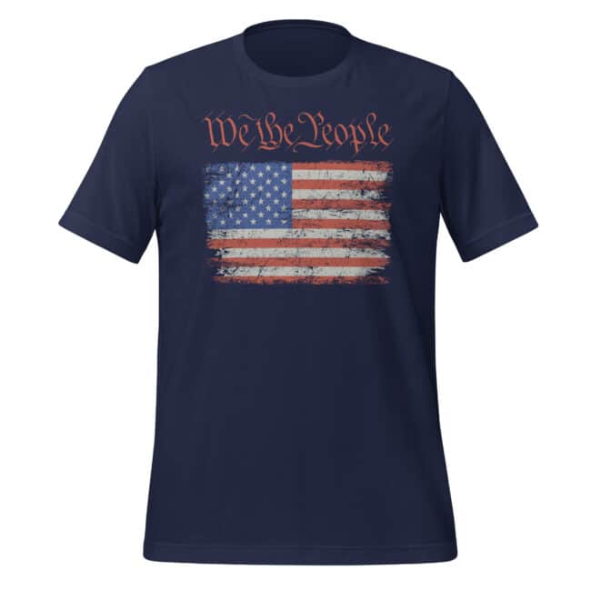 We the people t-shirt with American Flag navy