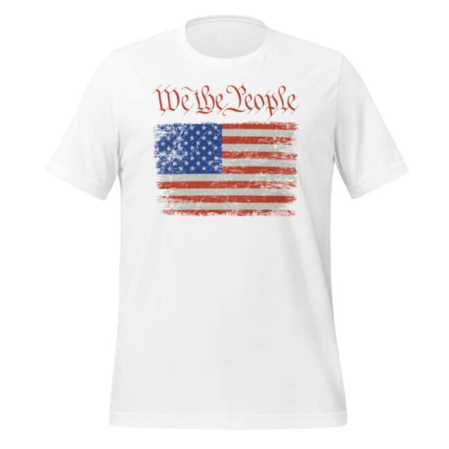 We the people t-shirt with American Flag white