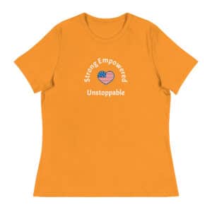 strong, empowered, unstoppable t-shirt heather marmalade