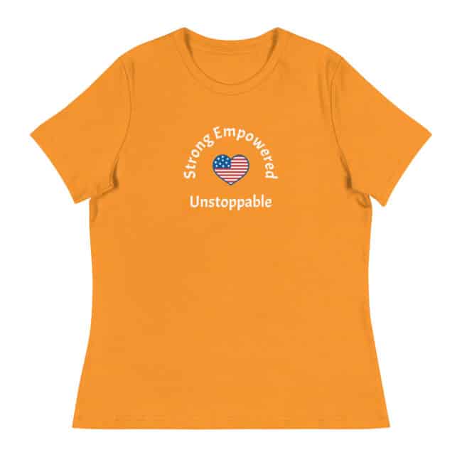 strong, empowered, unstoppable t-shirt heather marmalade