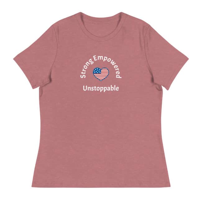 strong, empowered, unstoppable t-shirt heather mauve